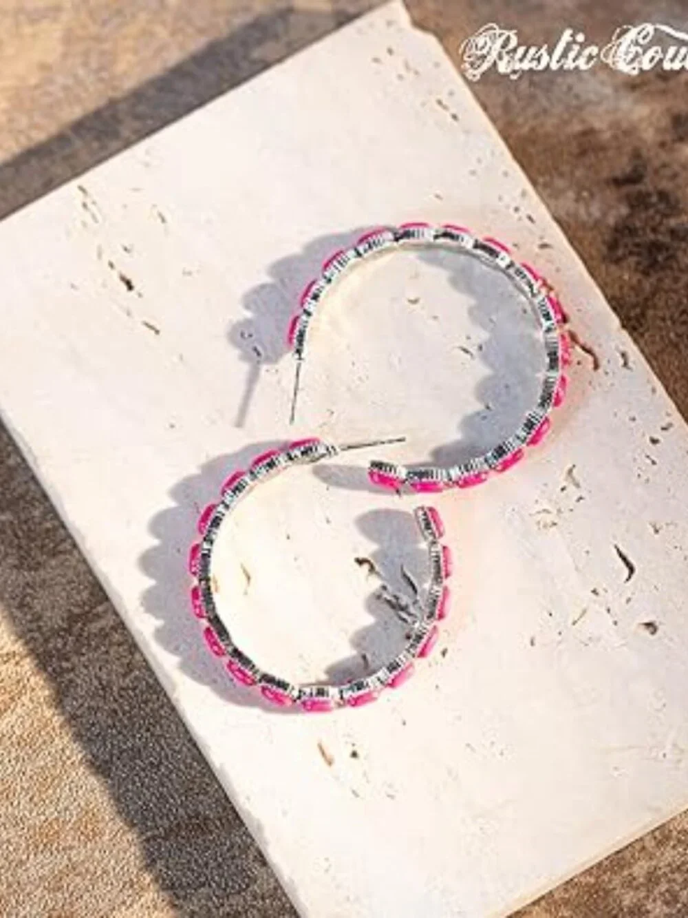 Pink Cowgirl Boho‎ Earrings Hoop Style Western Statement Jewelry